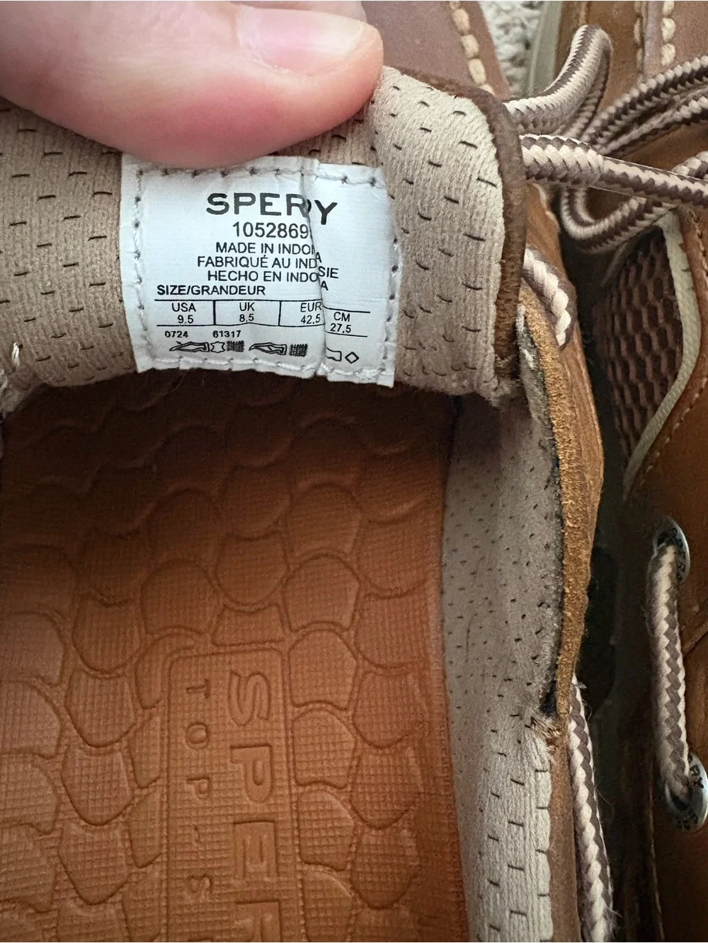 Sperry Men's Chestnut Brown Leather Boat Shoes with Orange Accents